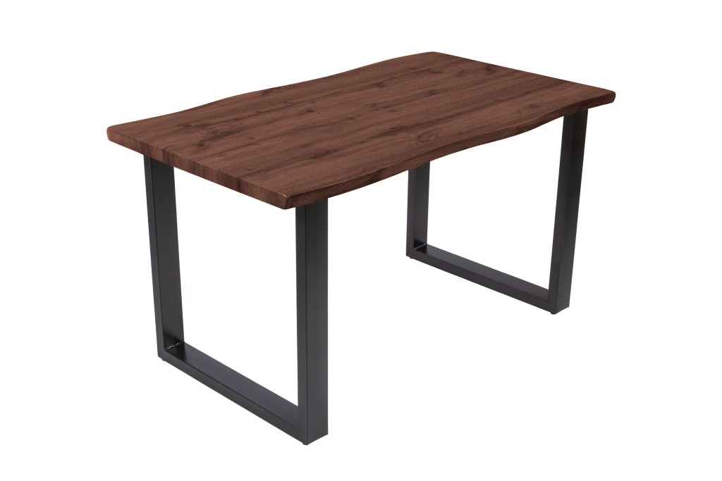 Esstisch Baumkante Holz-Optik Nussbaum 120 x 80 U-Gestell schwarz JOSY