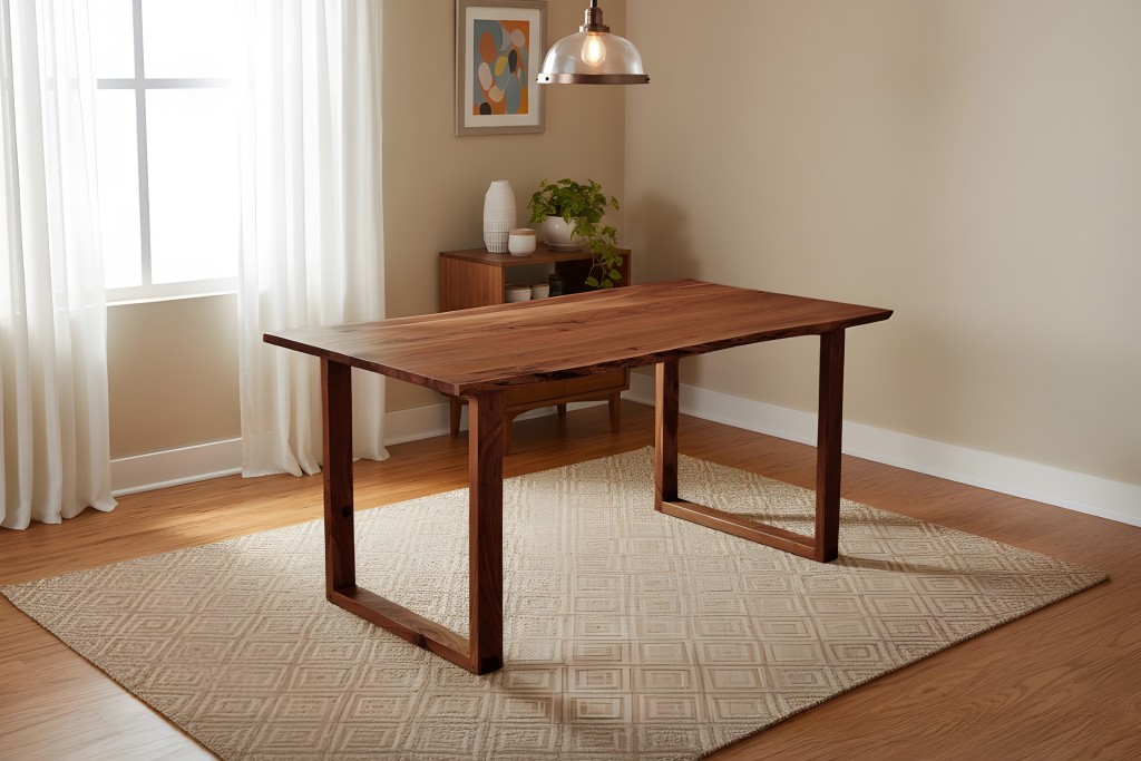 Esstisch Baumkante massiv Akazie nussbaum 160 x 85 cm U-Gestell Holz nussbaum GRAZ