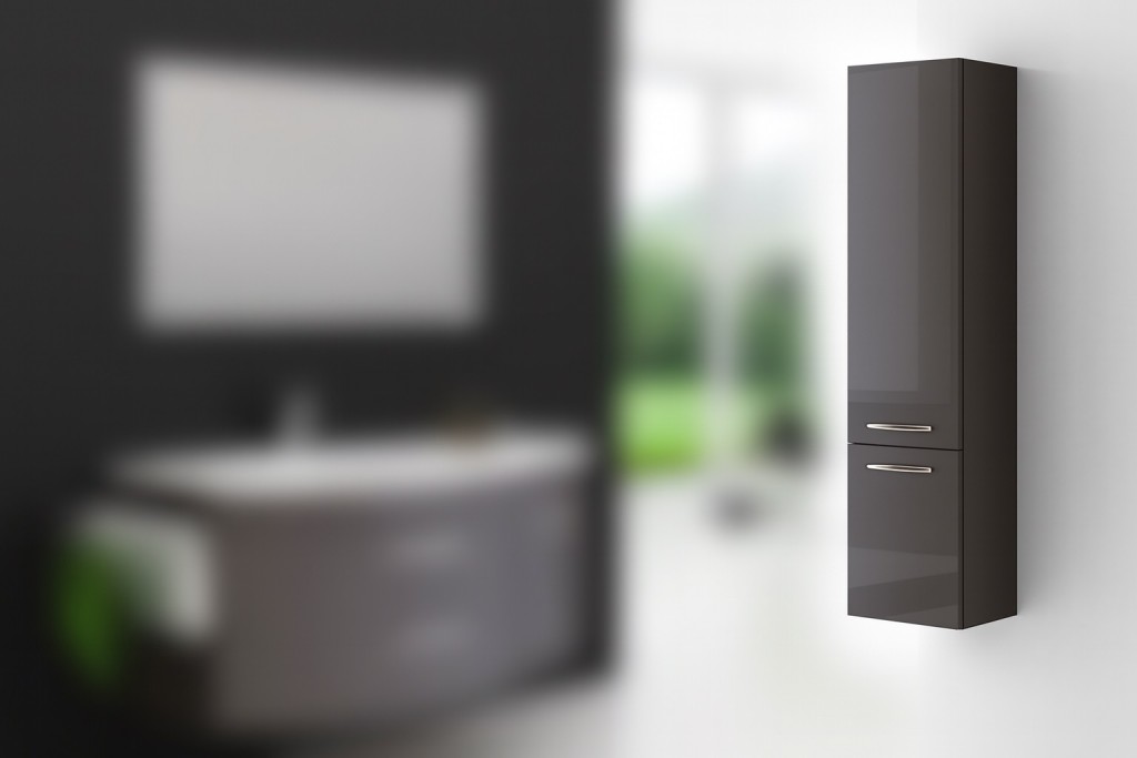 Badezimmer Hochschrank 150 cm Hochglanz anthrazit VENA