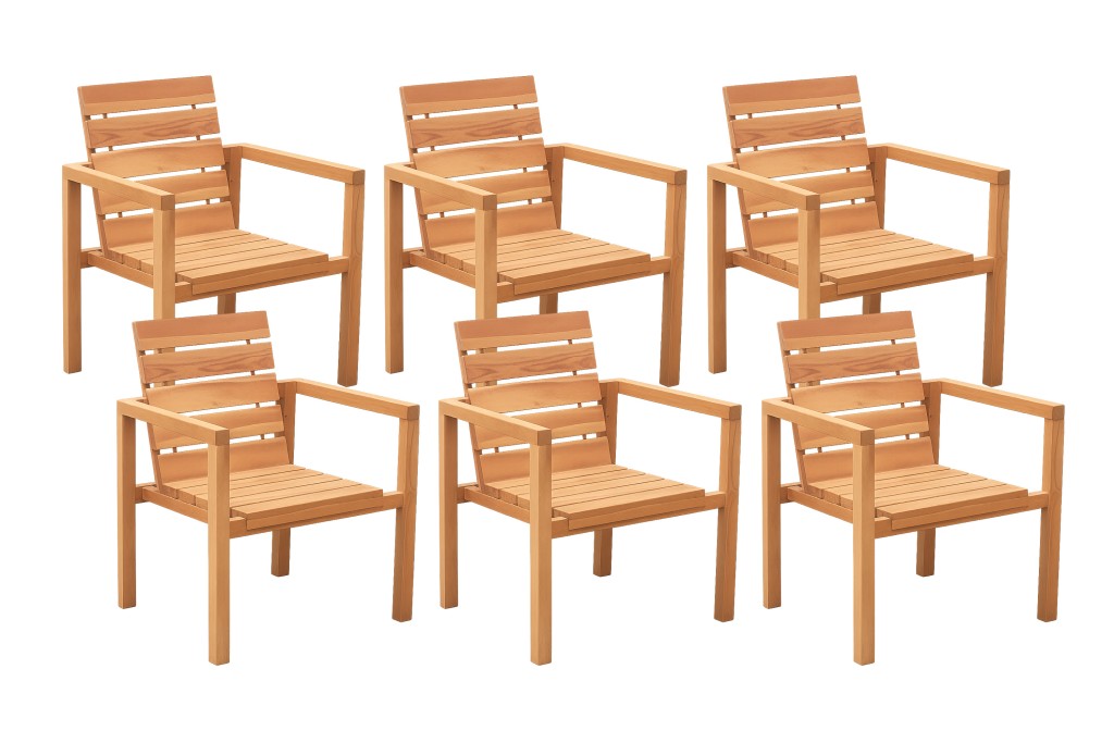 Teak Gartensessel mit Armlehnen FREETOWN (6er Set)
