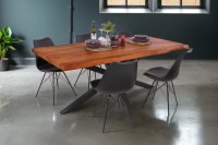 Vorschau: Esstisch Baumkante Akazie nuss 160 (260) x 90 cm Spider-Gestell schwarz mit Ansteckplatten CALI Vorschau: Esstisch Baumkante Akazie nuss 160 (260) x 90 cm Spider-Gestell schwarz mit Ansteckplatten CALI