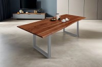 Esstisch Baumkante massiv Akazie nussbaum 200 x 100 silber MILO Esstisch Baumkante massiv Akazie nussbaum 200 x 100 silber MILO