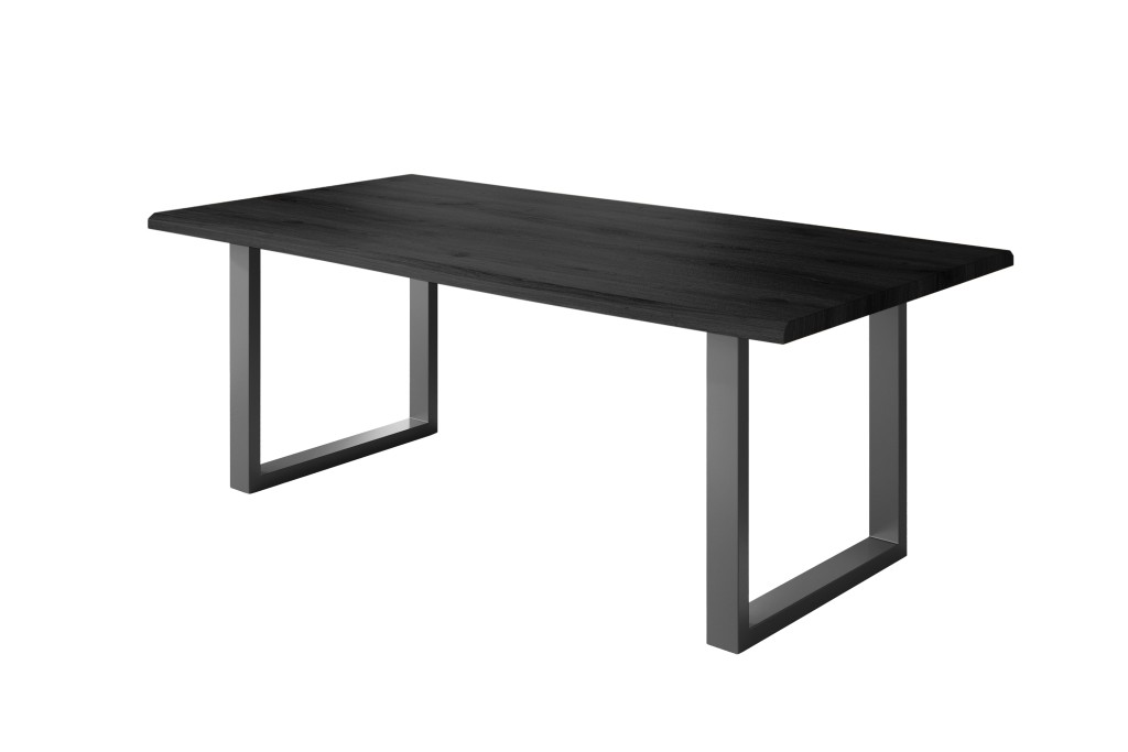 Esstisch Baumkante Holz-Optik Grau 240 x 100 U-Gestell schwarz JULIUS