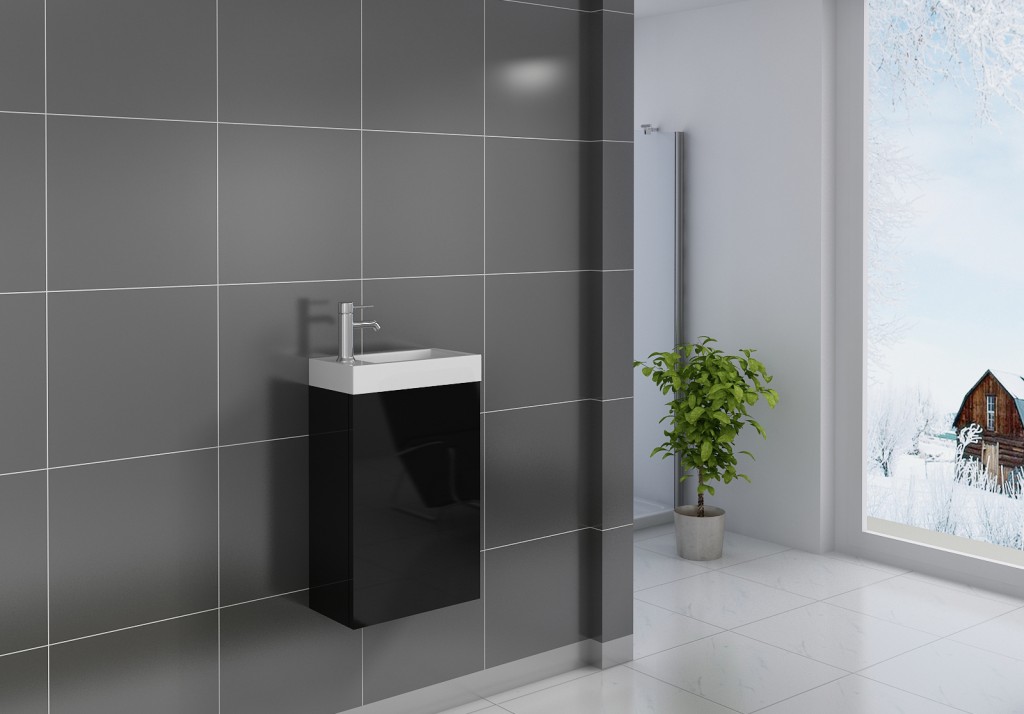 Gäste-WC Waschbecken 40 x 22 cm schwarz Vega