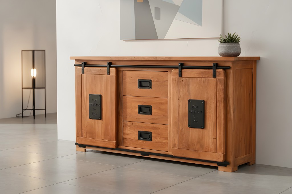 Sideboard Kommode Akazienholz massiv nussbaumfarben 150 x 45 x 80 cm LIBRO