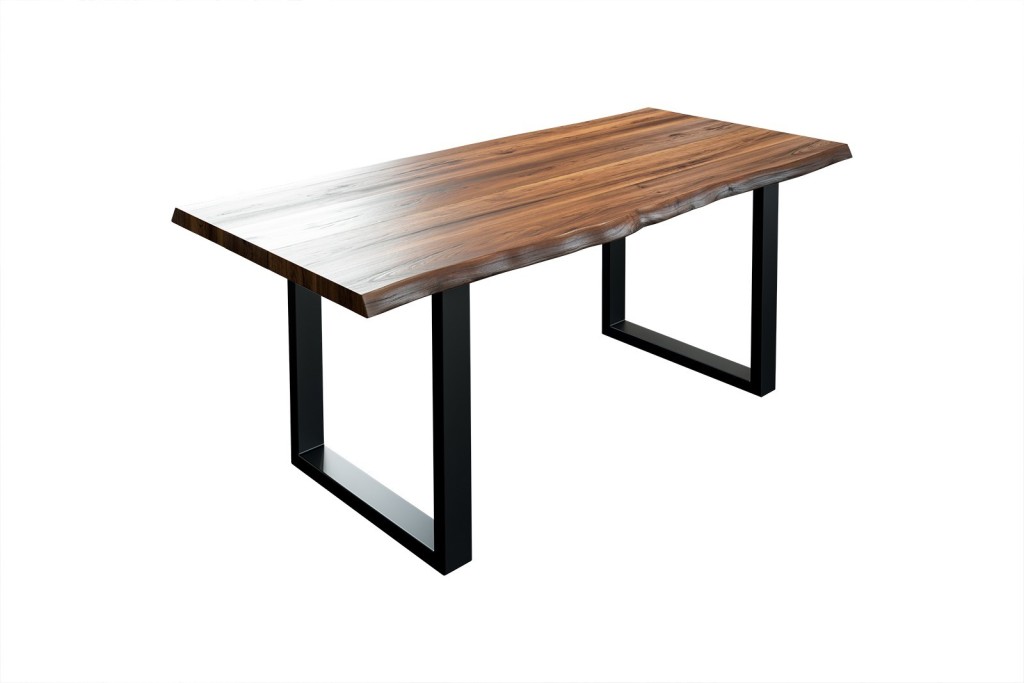 Esstisch Baumkante massiv Akazie nussbaum 140 x 80 schwarz LIAM