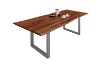 Vorschau: Esstisch Baumkante massiv Akazie nussbaum 140 x 80 silber MILO Vorschau: Esstisch Baumkante massiv Akazie nussbaum 140 x 80 silber MILO