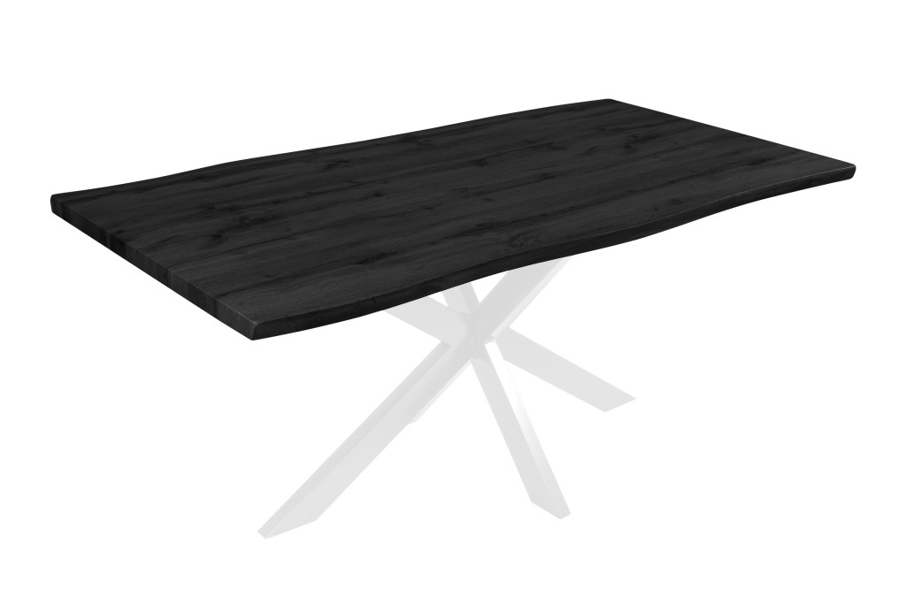 Esstisch Baumkante Holz-Optik Grau 180 x 90 Spider-Gestell weiß JOSY
