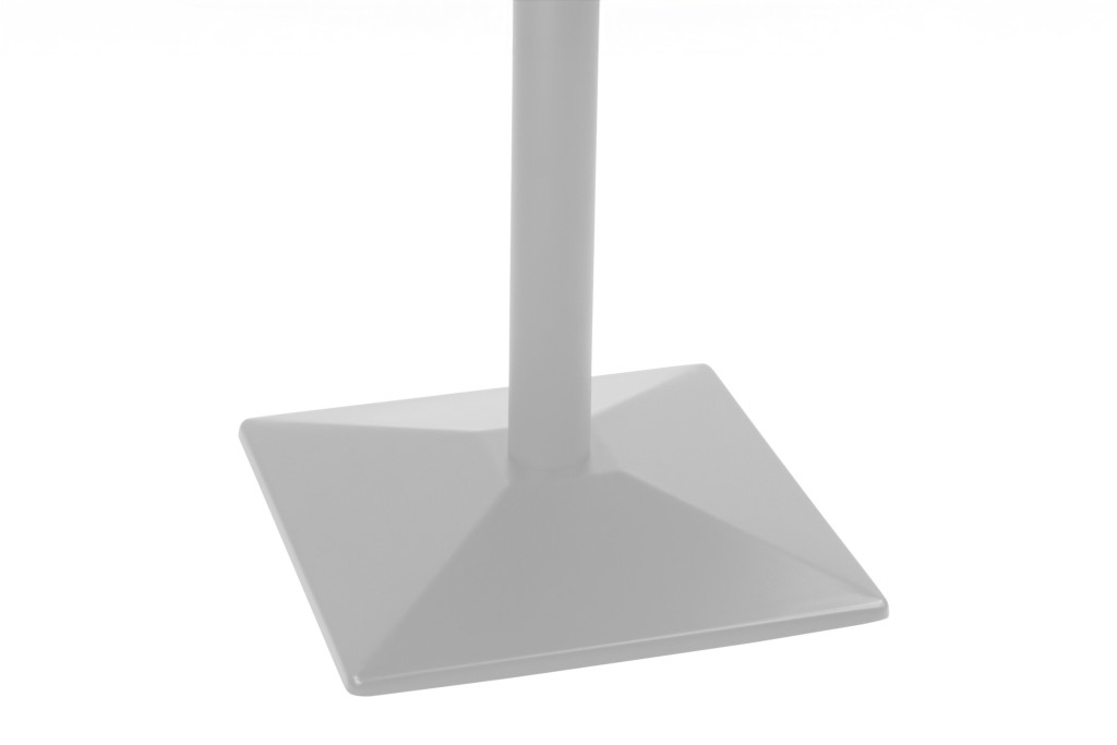 Bistrotisch Schweizer Kante massiv Akazie nussbaumfarben 120 cm Säulengestell-eckig silber BRASILIA