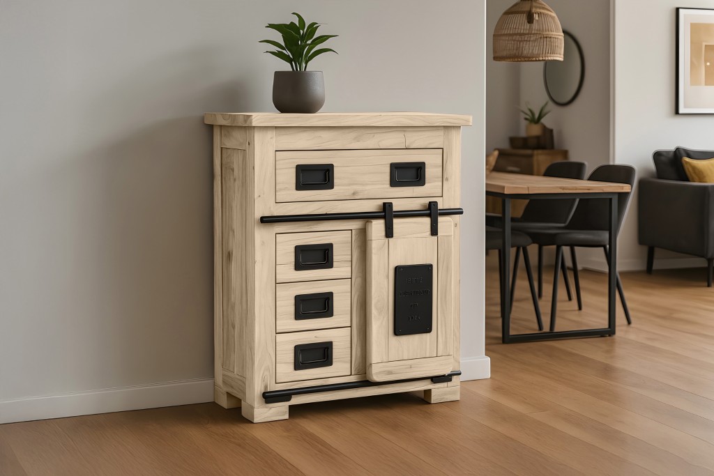 Sideboard Kommode Akazie massiv 75 x 35 x 85 cm eiche LIBRO