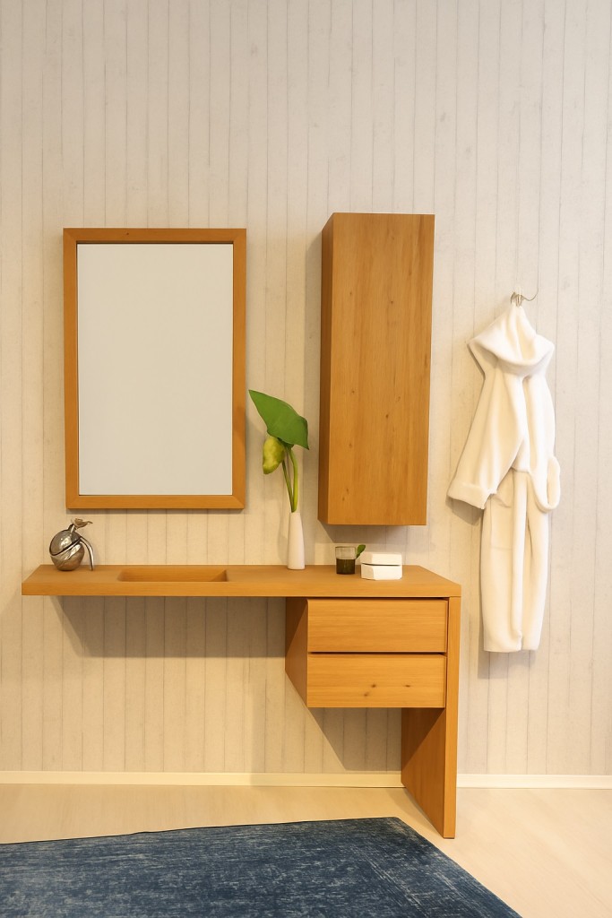 Badmöbel Set 3tlg Waschtisch Holz KUBU BANGLI