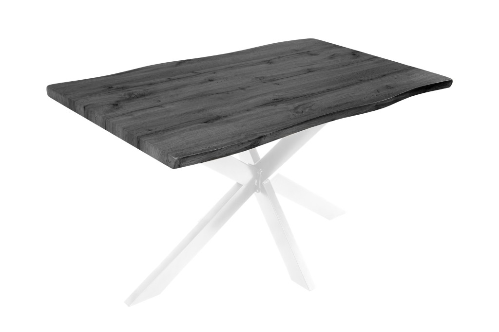 Esstisch Baumkante Holz-Optik Grau 120 x 80 Spider-Gestell weiß JOSY