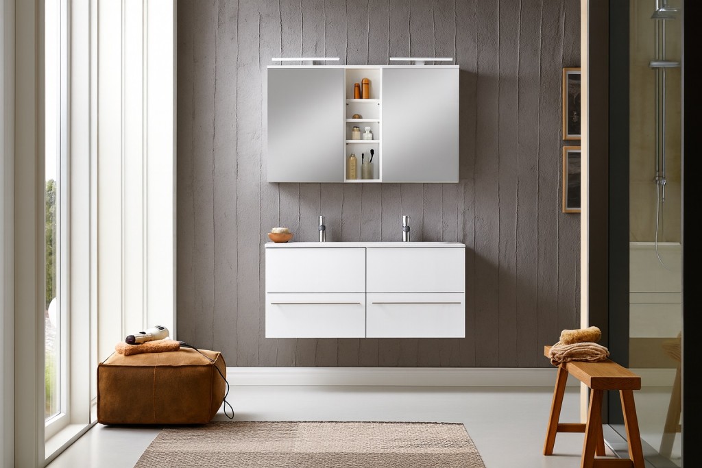 Doppelwaschtisch 120 cm Hochglanz weiss 2tlg. VILLA