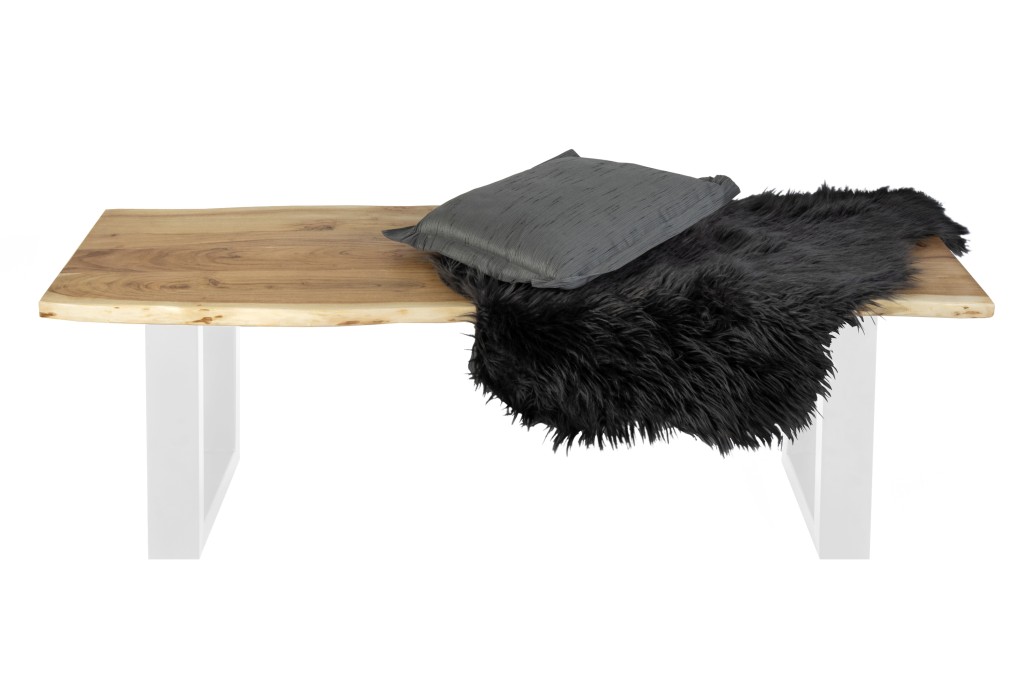 Sitzbank Baumkante 120 cm natur massiv Akazie weiß