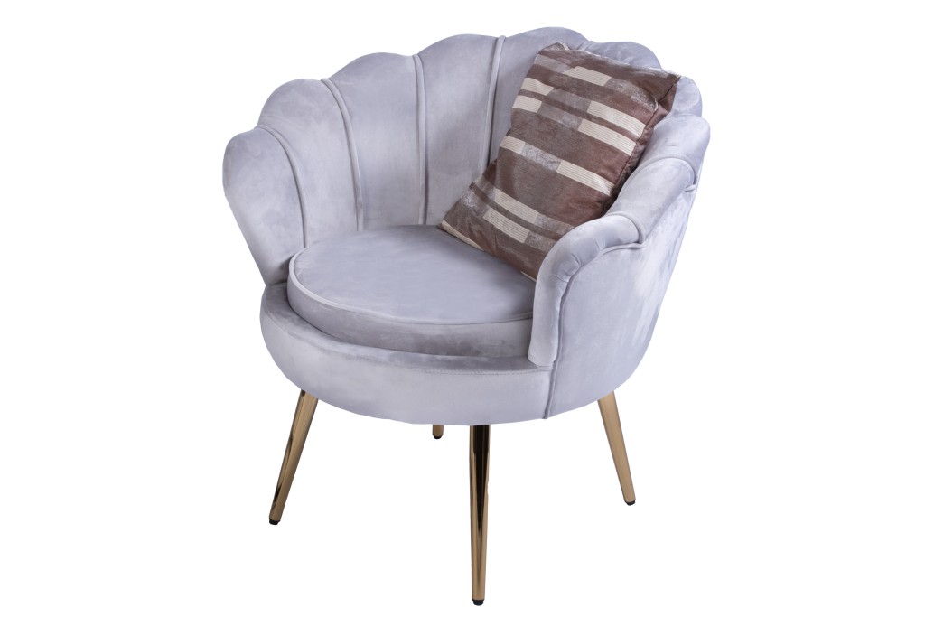 Armlehnsessel Polstersessel Samt Grau Retro-Look BIG CHAIR