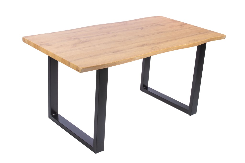 Esstisch Baumkante Holz-Optik Wildeiche 160 x 85 U-Gestell schwarz JOSY
