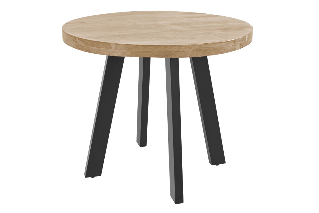 Esszimmertisch rund 90 cm Akazienholz naturfarben schwarz Sophia
