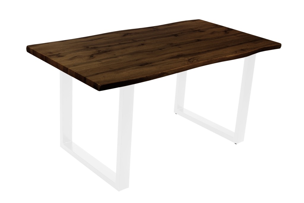 Esstisch Baumkante Holz-Optik Nussbaum 160 x 85 U-Gestell weiß JOSY