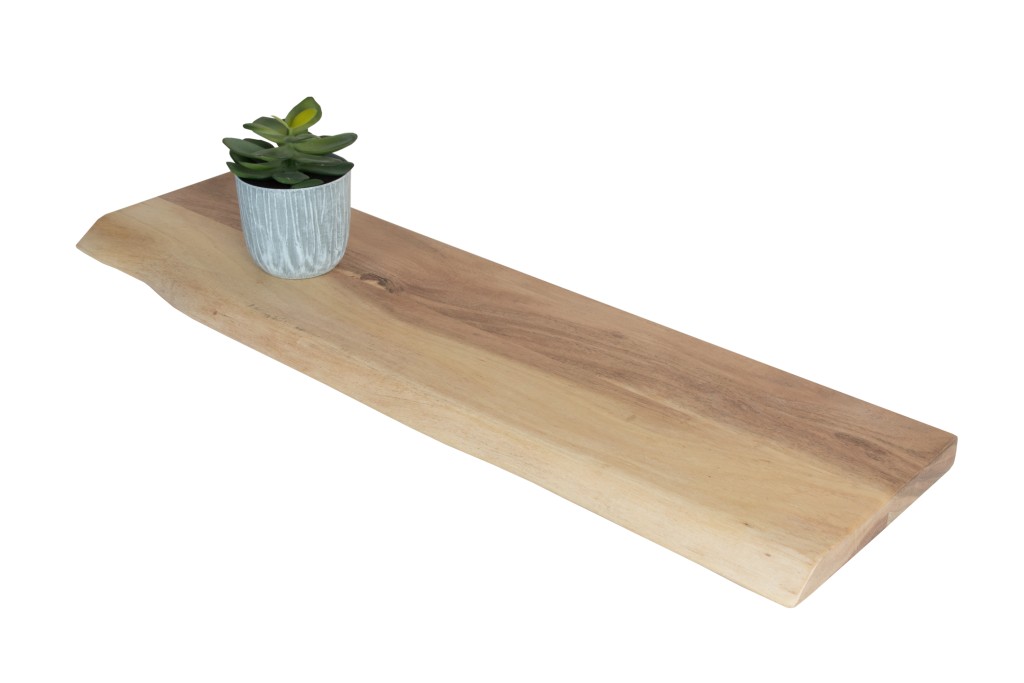 Steckboard mit Baumkante Wandregal Akazie massiv naturfarben lackiert 80 x 20 Amanda