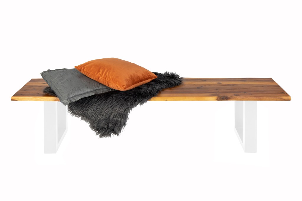 Sitzbank Baumkante 200 cm Cognac massiv Akazie weiß ESRA