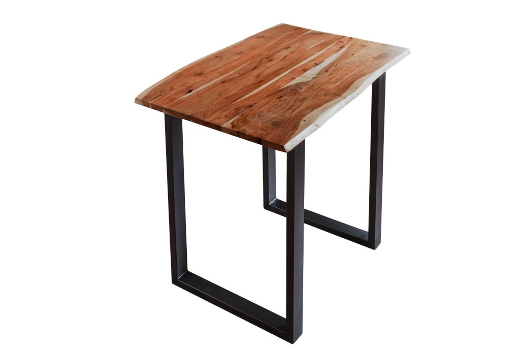 Bartisch Baumkante massiv Akazie nussbaum 90 x 90 schwarz Quebec