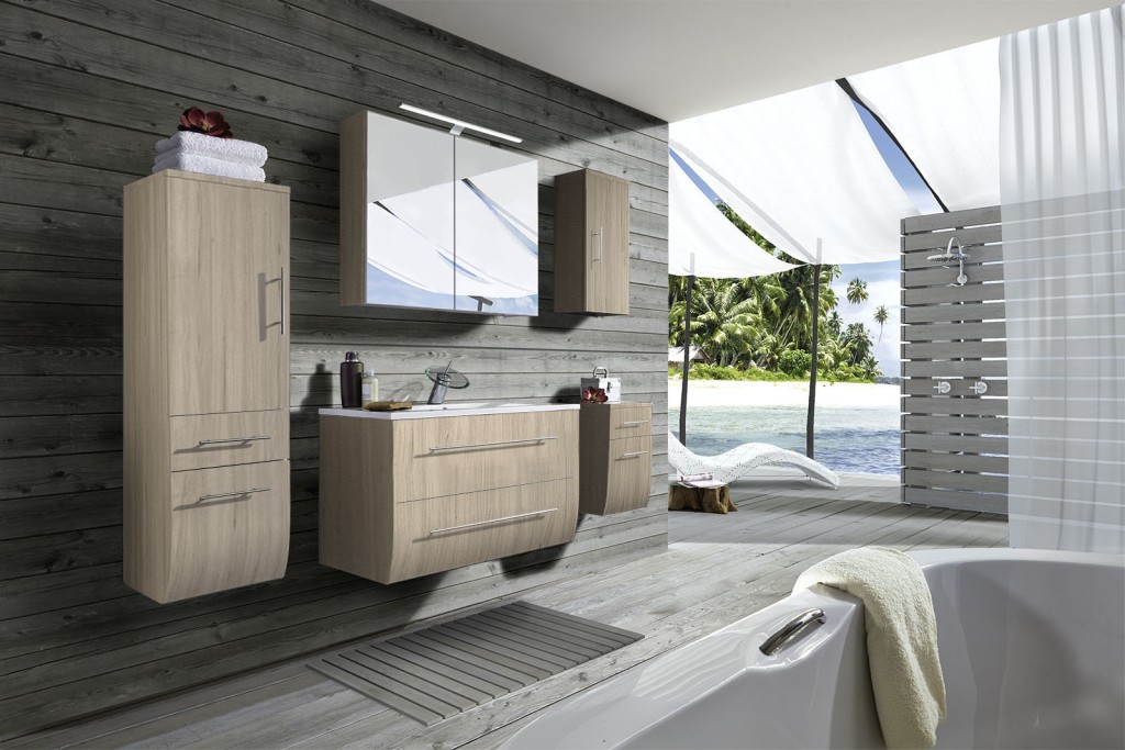 Badezimmermöbel Zagona 5tlg Sonomaeiche matt 90 cm