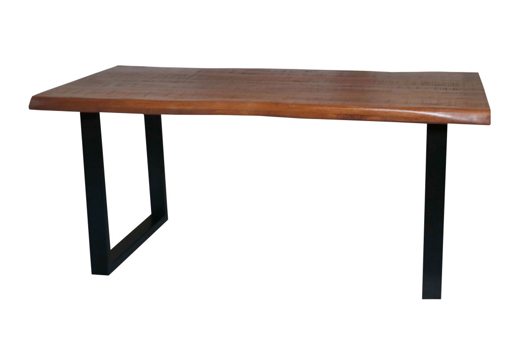 Esstisch Baumkante massiv Mango honigfarben 220 x 100 U-Gestell schwarz CALI