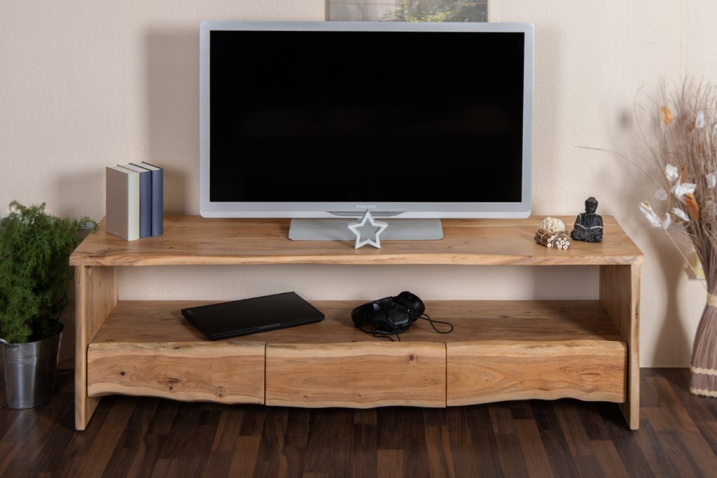 Lowboard TV-Board 160 x 45 x 50 cm Akazienholz massiv naturfarben DAHLIA