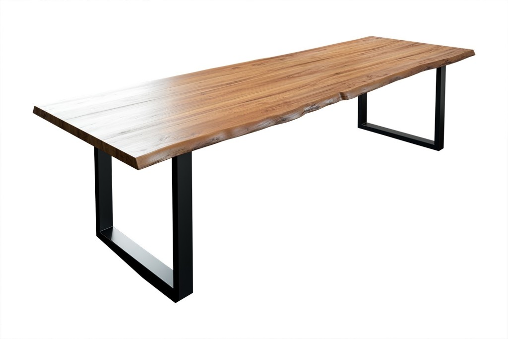 Esstisch Baumkante massiv Akazie natur 280 x 100 schwarz LIAM