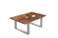 Couchtisch Baumkante massiv Akazie nussbaumfarben 100 x 70 cm silber BILLY Couchtisch Baumkante massiv Akazie nussbaumfarben 100 x 70 cm silber BILLY