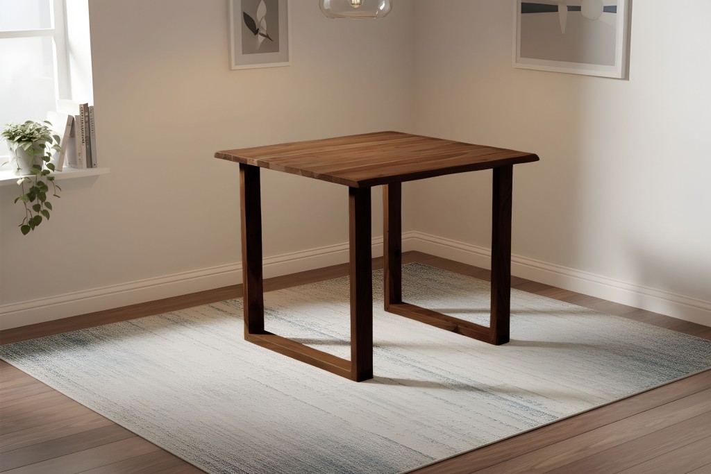 Esstisch Baumkante massiv Akazie nussbaum 80 x 80 cm U-Gestell Holz nussbaum GRAZ