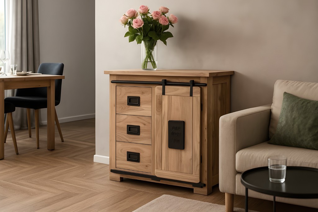 Sideboard Kommode Akazie massiv 90 x 45 x 85 cm natur LIBRO