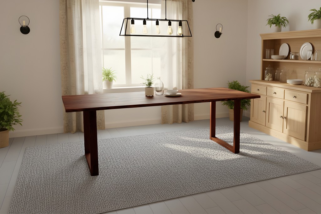 Esstisch Baumkante massiv Akazie nussbaum 280 x 100 cm U-Gestell Holz nussbaum GRAZ