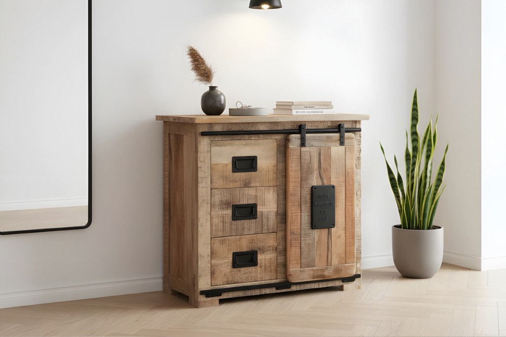 Sideboard Kommode Mango Rough massiv 90 x 45 x 85 cm LIBRO
