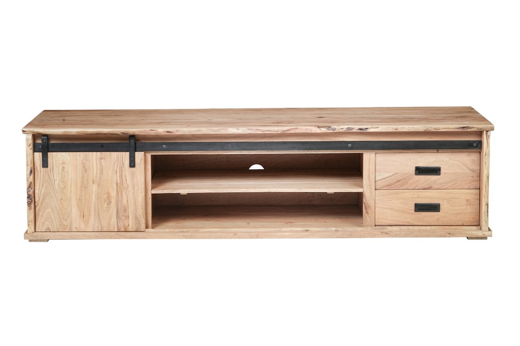 Lowboard Baumkante 200 x 55 x 50 cm Akazienholz massiv naturfarben LIAN II