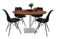 Vorschau: Bistrotisch Schweizer Kante massiv Akazie nussbaumfarben 120 cm Säulengestell-eckig silber BRASILIA Vorschau: Bistrotisch Schweizer Kante massiv Akazie nussbaumfarben 120 cm Säulengestell-eckig silber BRASILIA