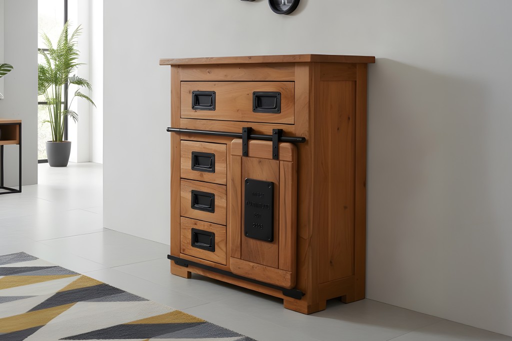 Sideboard Akazie massiv nussbaumfarben 75 x 35 x 85 cm LIBRO