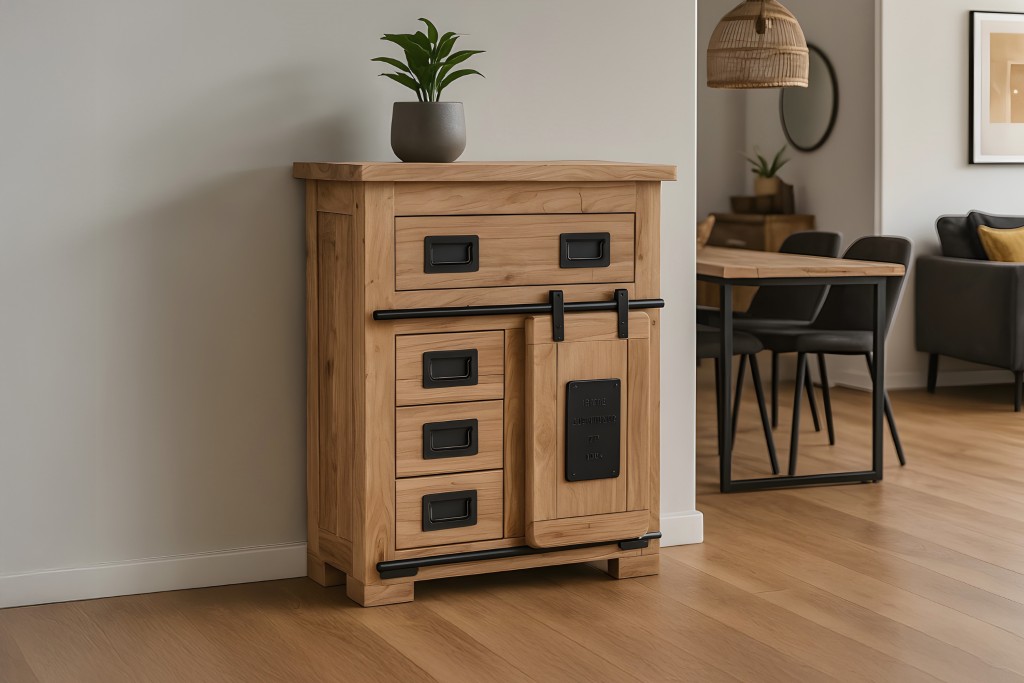 Sideboard Kommode Akazie massiv 75 x 35 x 85 cm natur LIBRO