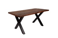 Baumkantentisch Rough Wood Platte 200 cm X-Gestell schwarz Ramon Baumkantentisch Rough Wood Platte 200 cm X-Gestell schwarz Ramon