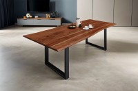 Vorschau: Esstisch Baumkante massiv Akazie nussbaum 140 x 80 schwarz MILO Vorschau: Esstisch Baumkante massiv Akazie nussbaum 140 x 80 schwarz MILO