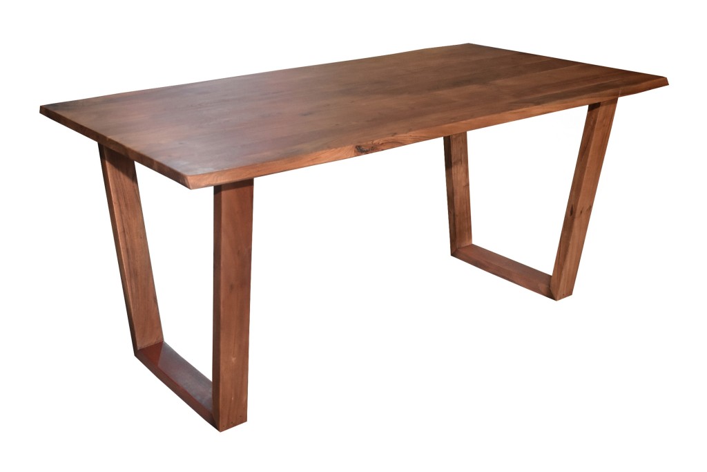 Esstisch Baumkante massiv Akazie nuss 180 x 90 V-Holzgestell nussbaumfarben GIRONA