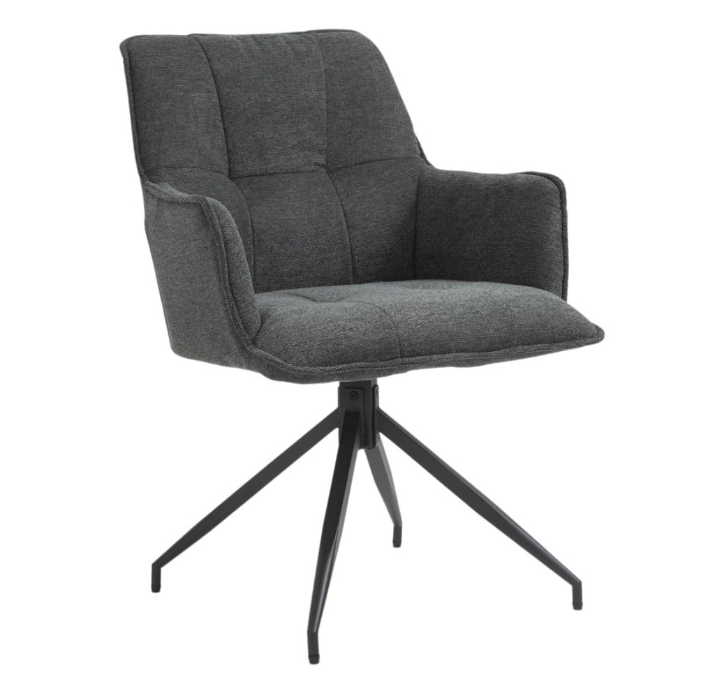Esszimmerstuhl Drehstuhl mit Absteppungen anthrazit schwarz CAROLINE