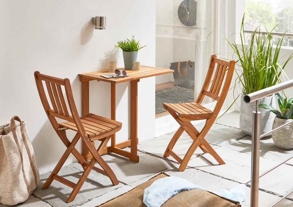 Balkonmöbel Akazie 3tlg. Klapptisch 60 x 45 ALEXA/BLOOM
