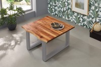 Couchtisch Baumkante 90 x 90 cm Akazie cognacfarben silber Esra Couchtisch Baumkante 90 x 90 cm Akazie cognacfarben silber Esra
