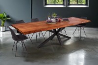 Vorschau: Esstisch Baumkante Akazie nuss 160 (260) x 90 cm Spider-Gestell schwarz mit Ansteckplatten CALI Vorschau: Esstisch Baumkante Akazie nuss 160 (260) x 90 cm Spider-Gestell schwarz mit Ansteckplatten CALI