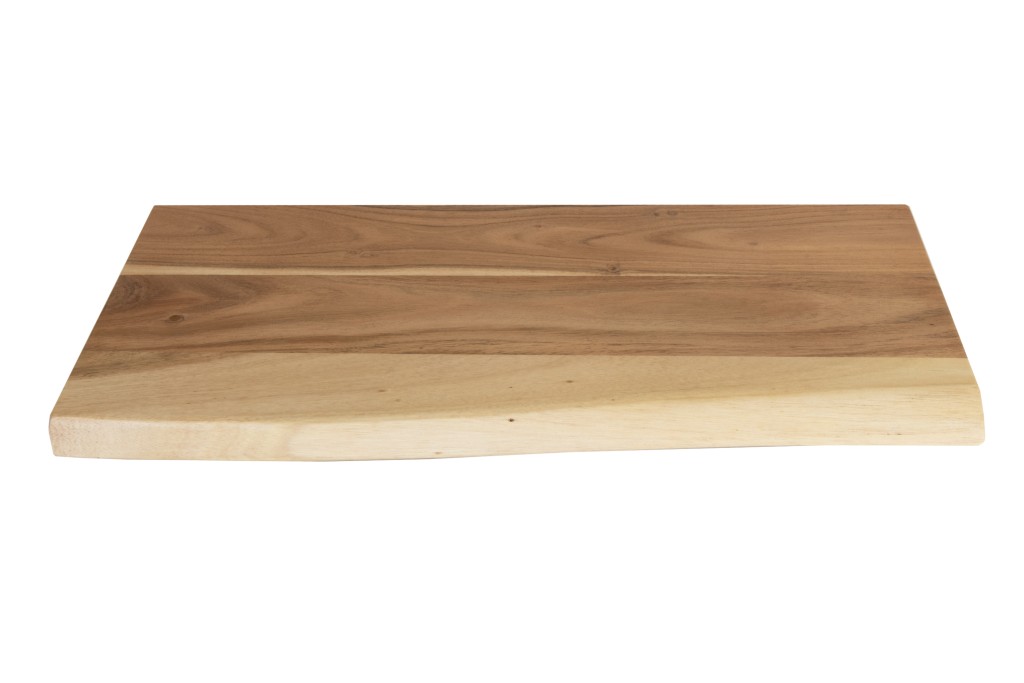 Holzplatte Arya mit echter Baumkante (einseitig), 60 x 30 cm, Akazienholz naturfarben, massiv & lackiert