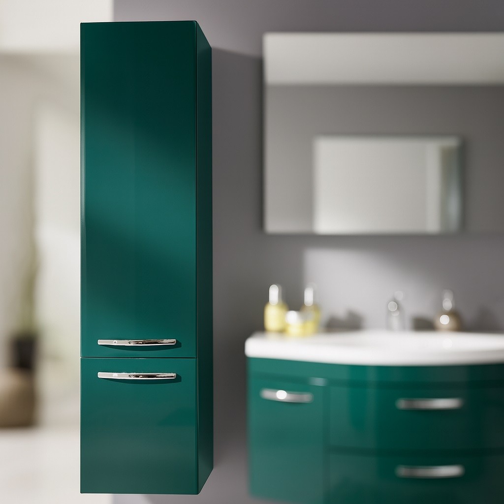 Badezimmer Hochschrank 150 cm Hochglanz petrol VENA
