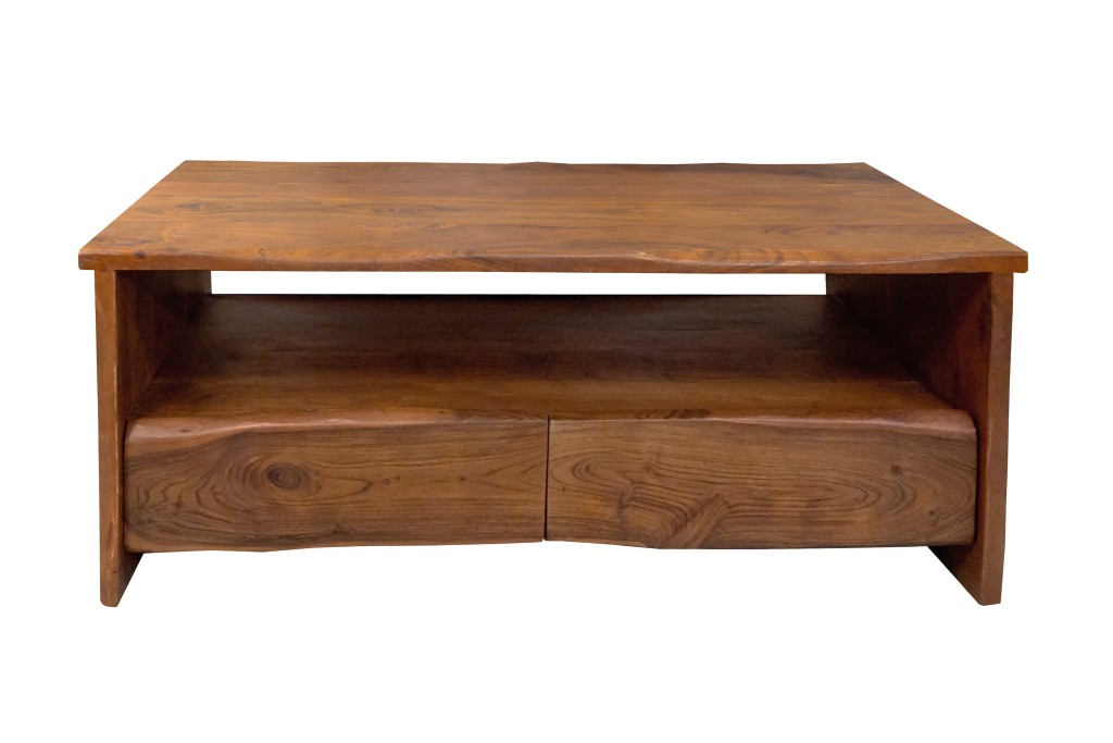 Couchtisch mit Ablage Akazie massiv 110 x 60 x 45 cm nussbaumfarben DAHLIA