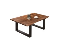 Couchtisch Baumkante massiv Akazie nussbaumfarben 100 x 70 cm schwarz BILLY Couchtisch Baumkante massiv Akazie nussbaumfarben 100 x 70 cm schwarz BILLY