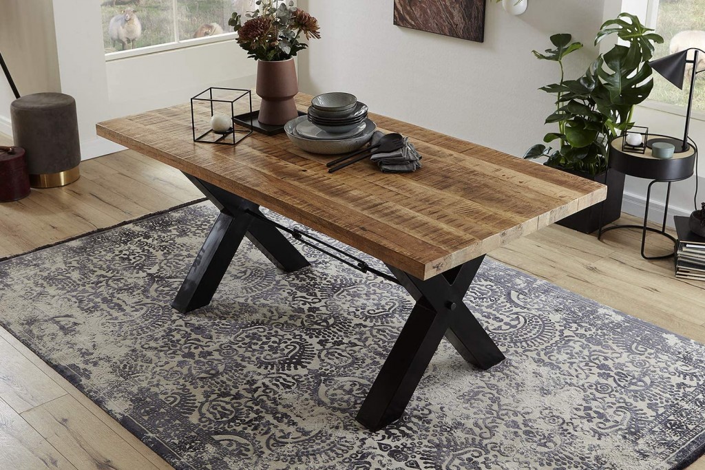 Edler Esszimmertisch Mangoholz massiv naturfarben 200x100 cm MANILO
